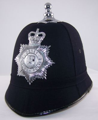 Derby Borough Helmet; 1960's
Derby Borough Helmet; 1960's, 6 panelled smooth cloth covered cork helmet with cloth centre band, chrome balltop with 8 pointed star base and chrome helmet plate
Keywords: derby helmet headwear