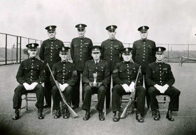 Hartlepool Borough Police Miniature Rifle Team
Back row. PC's Rowson, Martin, Watson and Greenless.
Front row. PC's Wells, Sgt Lowery, Mr JE Robinson (Chief Constable) Sgt Curry, PC Woore.  Photograph taken about 1946 when they won the Johnson Carter Cup beating local competition in the area.
Keywords: Hartlepool Borough Police