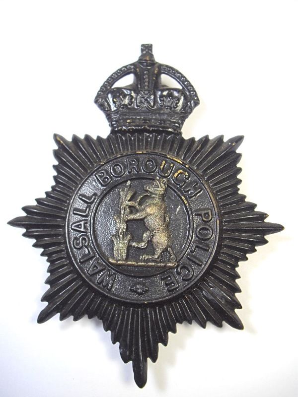 Night Helmet Plate 
Worn circa 1920's to erly 1950s when the crown changed
Keywords: Walsall Helmet plate Night Black