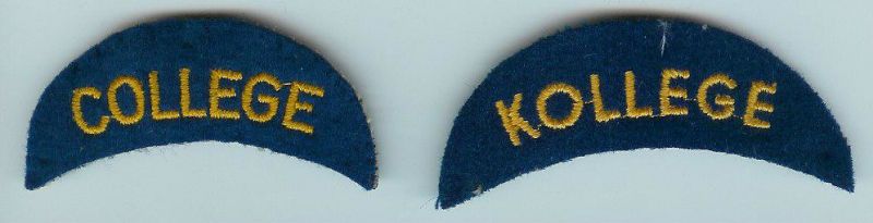 South African Police College Embroidered Cotton Shoulder Title worn on Student Tunics
Worn from the mid-1950s instructors wore this in bullion wire
Keywords: South African Police College Shoulder Title Embroidered Cotton Student Tunics