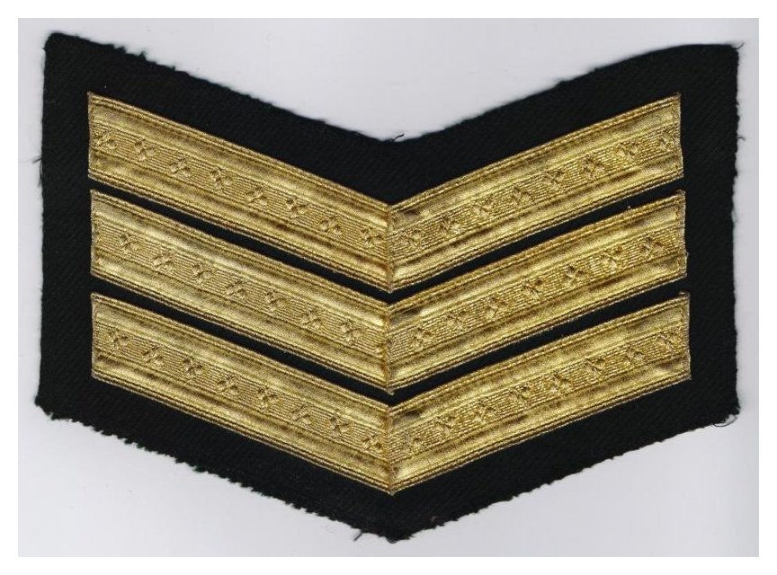 Large Gold coloured Sergeants Chevrons (1 only) (592)